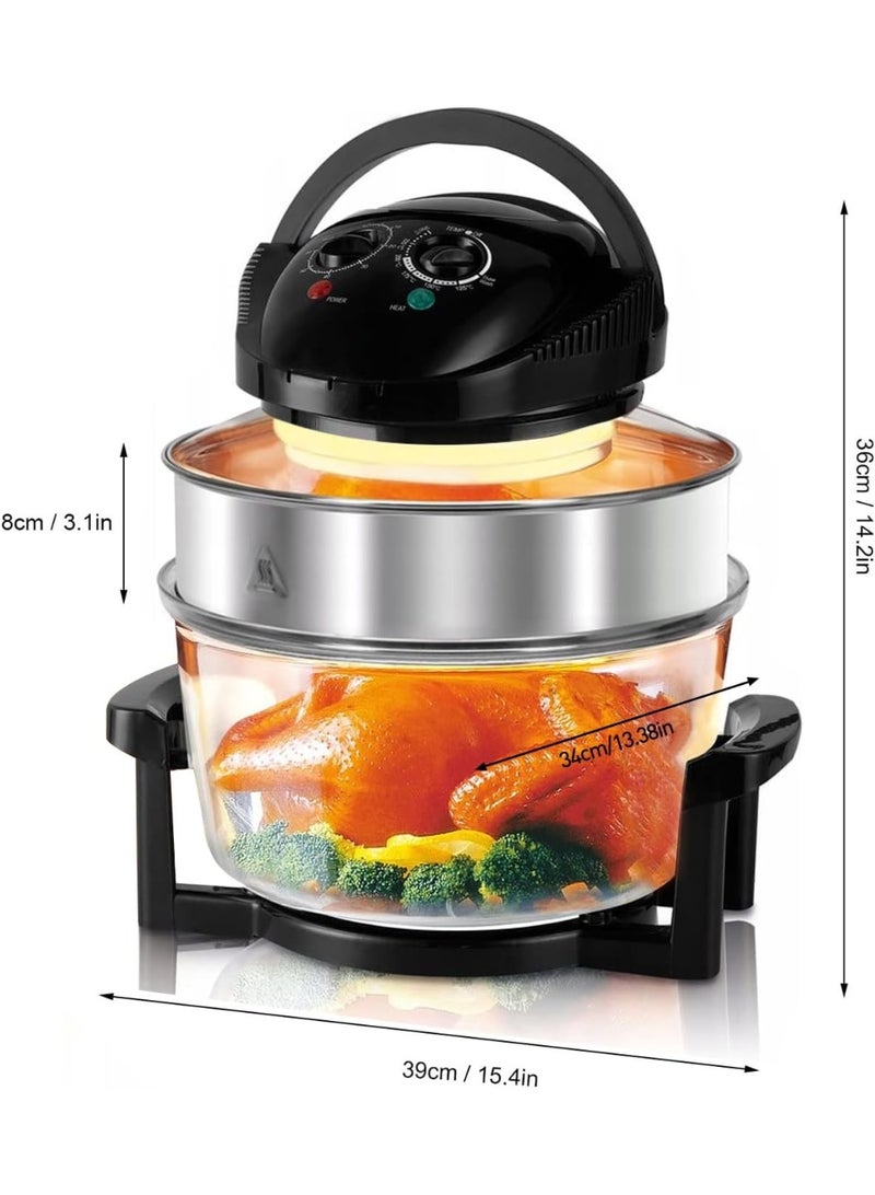 Bukela 8 in1 Glass Air Fryer Non Toxic,17 Quart Convection Oven Countertop Air Fryer Glass, Healthy Kitchen Bake,Grill,Steam Broil, & Roast -Includes Bowl,Broil Rack,Toasting Rack - Image 1